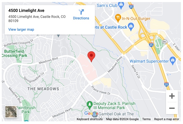 Google map of ACC Sturm Collaboration Campus at Castle Rock location (4500 Limelight Ave, Castle Rock, CO 80109)